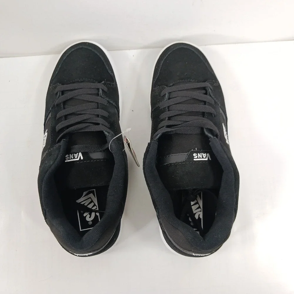 Vans Seldan Mens 8.5 Black White Suede Canvas Low Top Skate Shoes 500664